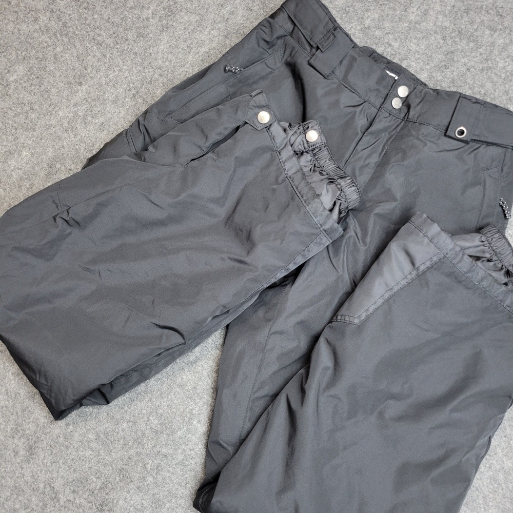 TSLA Snow Pants Mens M Dark Gray Winter Ski Waterproof Ankle Snap Straight Leg